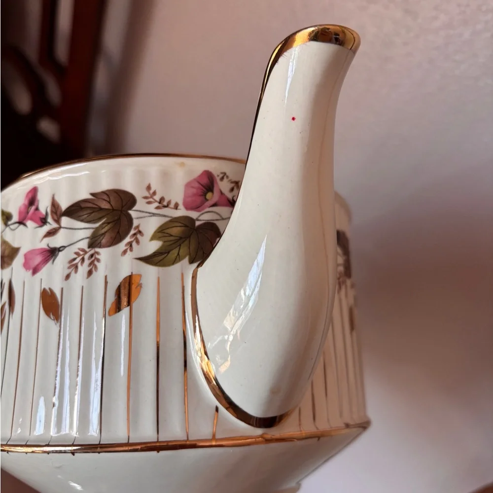 Sandler Teapot England Vintage 3083 Gold Gild Morning Glory